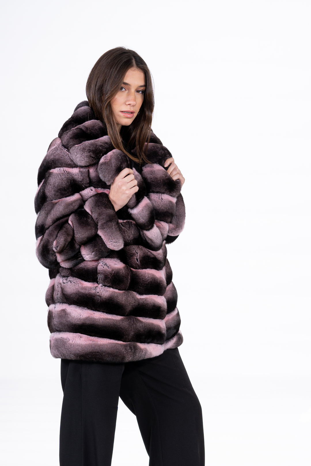High-quality Pink Chinchilla fur coat for luxury lovers