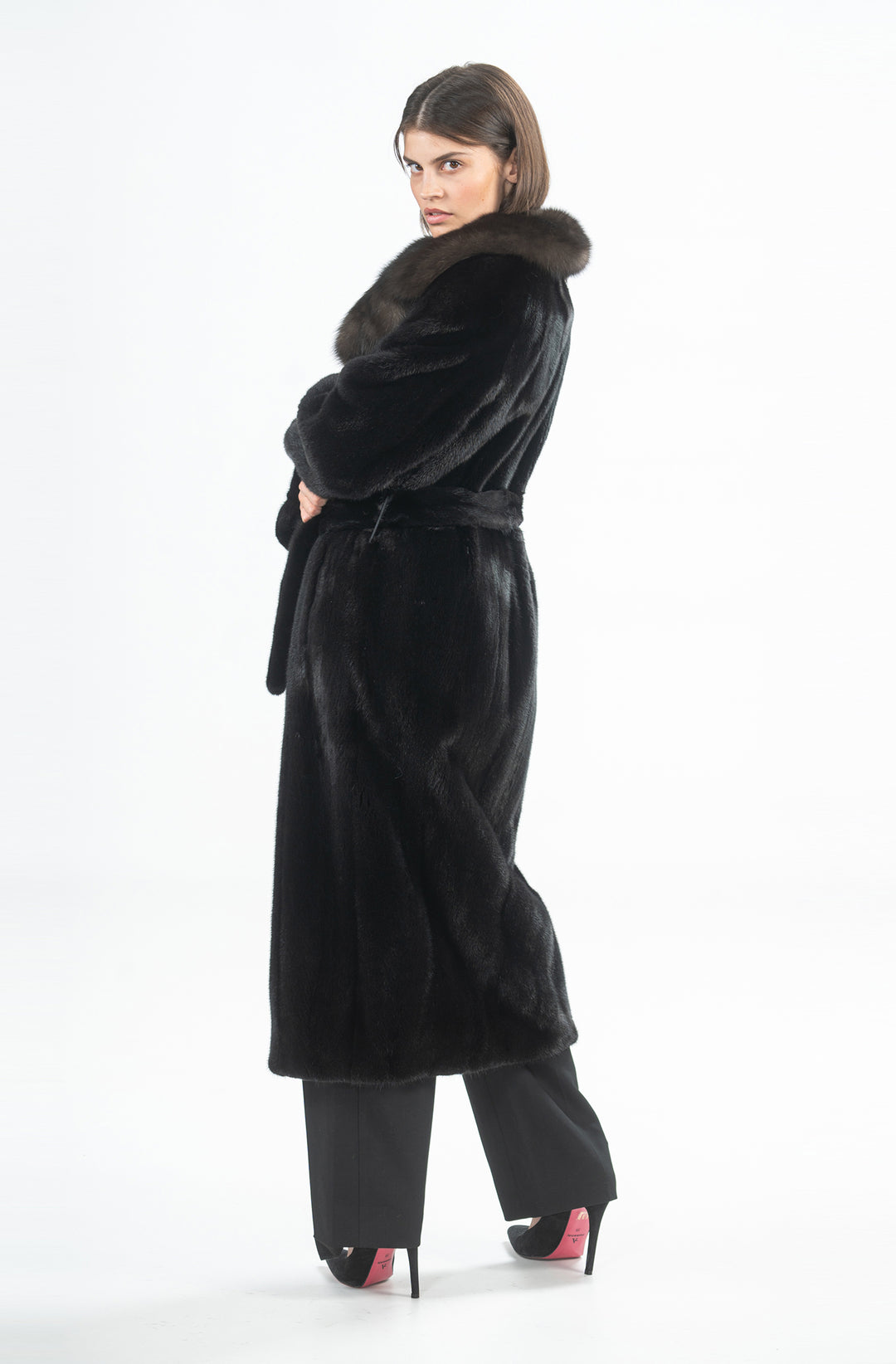 Model wearing a classic Mink fur coat