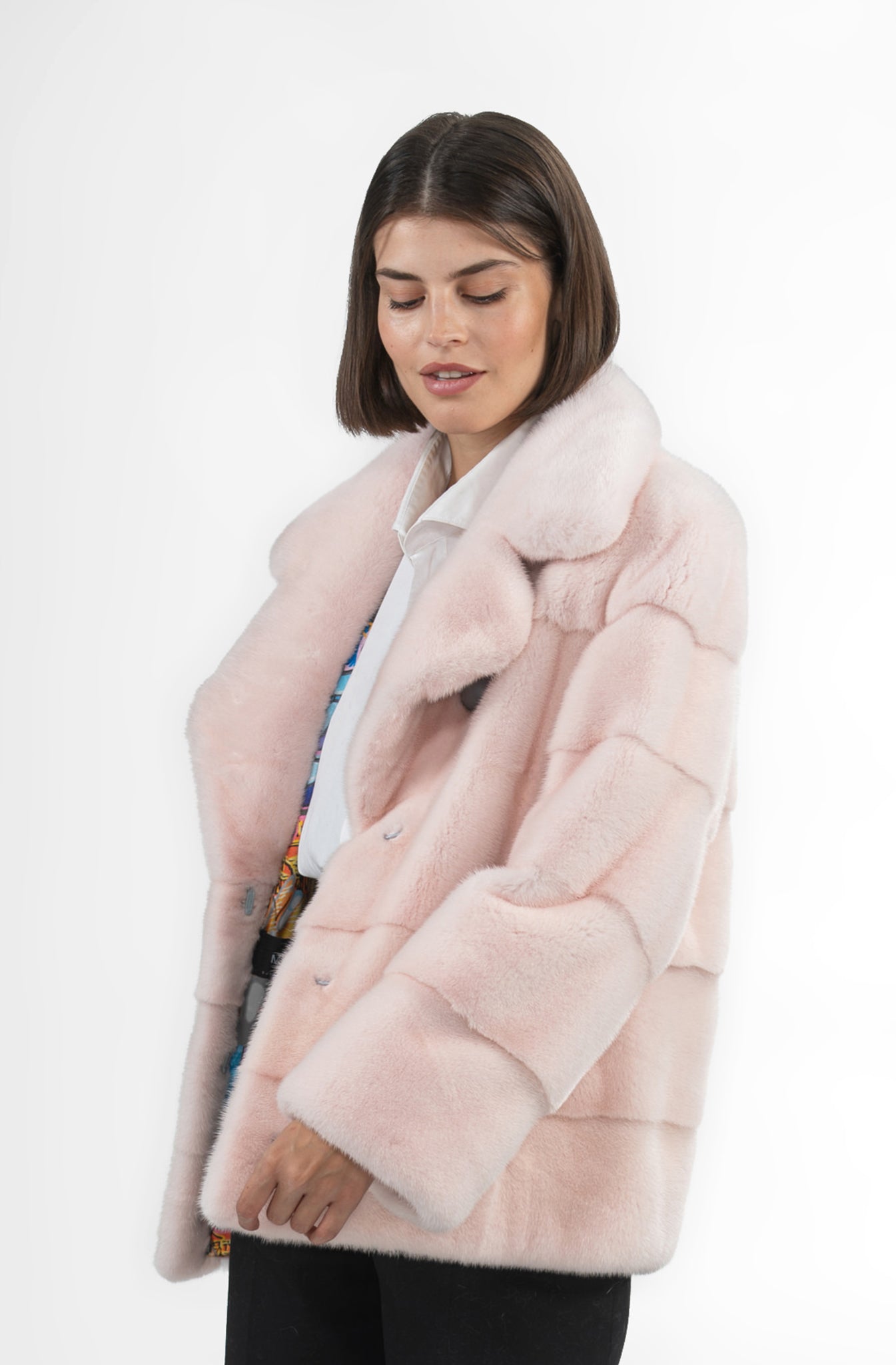 Mink Short Jacket English Colar MANZARI - Main Image