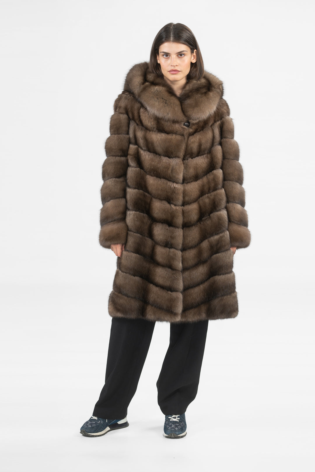 Sophisticated Platinum Russian sable fur coat for special occasions