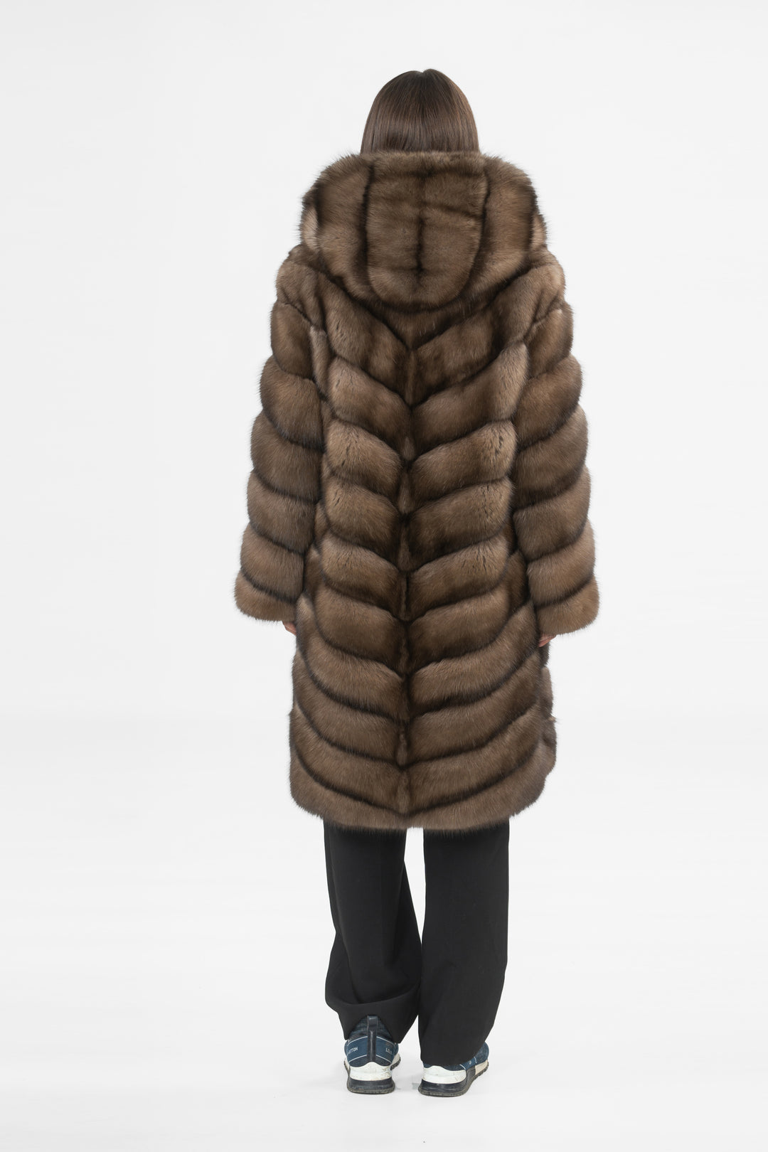 Manzari Platinum Russian sable fur coat with a modern design